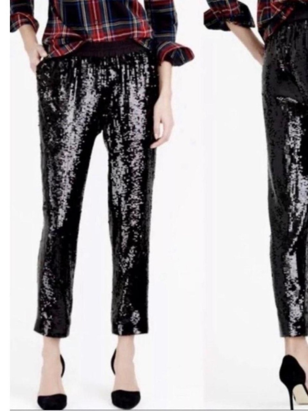 J. Crew Collection Black Sequined Trousers Size 10 Preppy ~ Holiday ~ Festive!